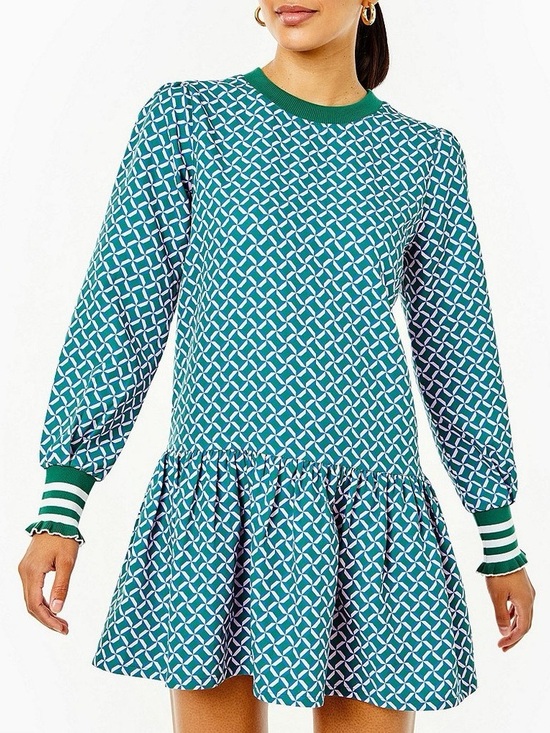 Addison Bay Dresses & Skirts - NWT Addison Bay Vine Geo Trellis Print Peplum Drop Waist Flounce Dress Sz XL